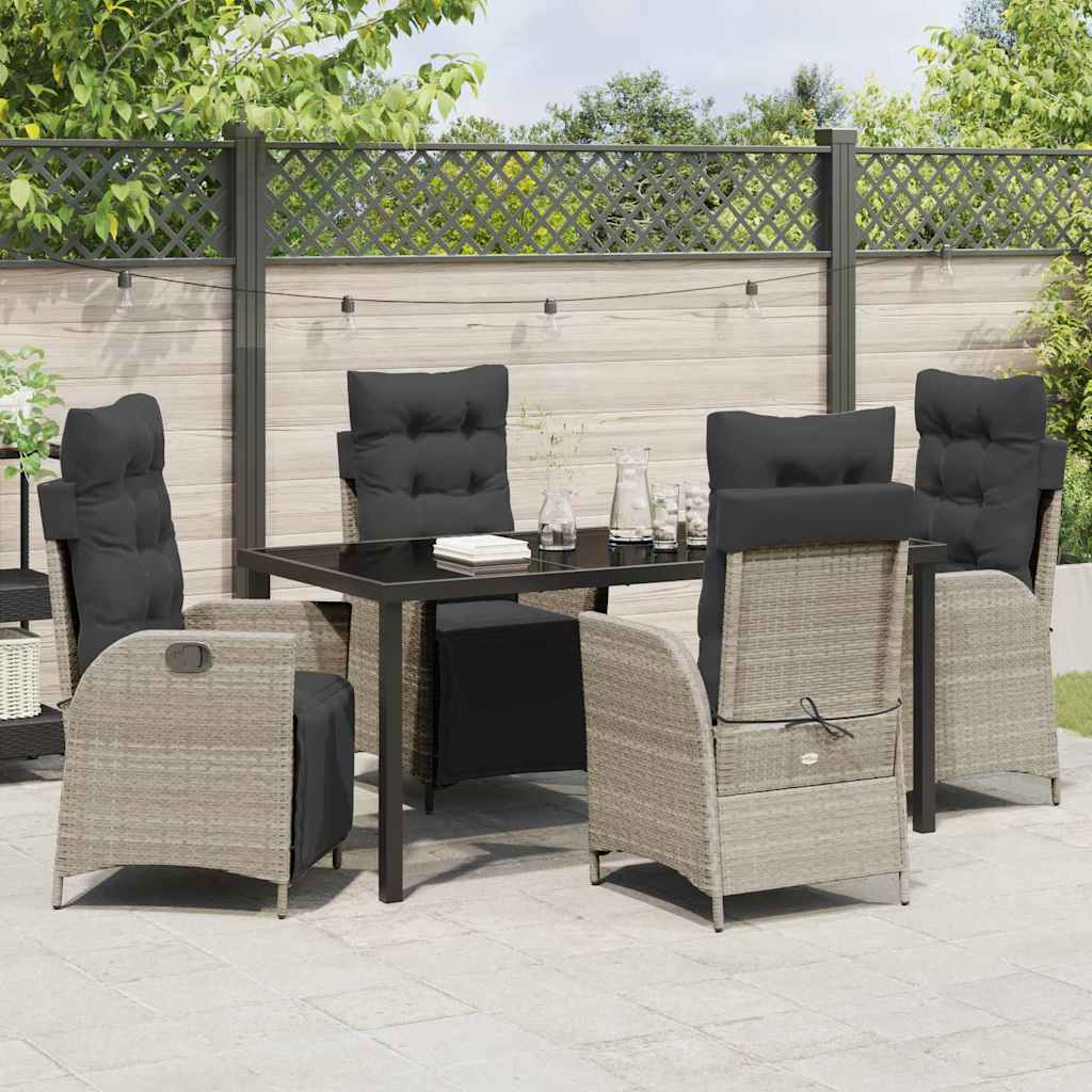 Tuin eettafelset met kussen 5 pcs Lichtgrijs poly rattan is nu te koop bij PeponiXL, paradijselijk wonen!