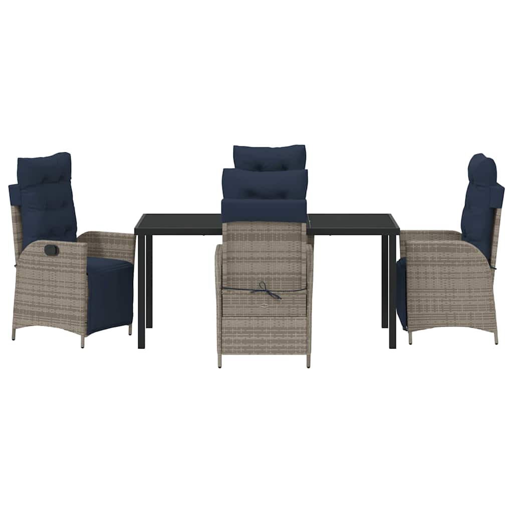 Tuin eettafelset met kussen 5 pcs Grijs en zwart Rattan is nu te koop bij PeponiXL, paradijselijk wonen!