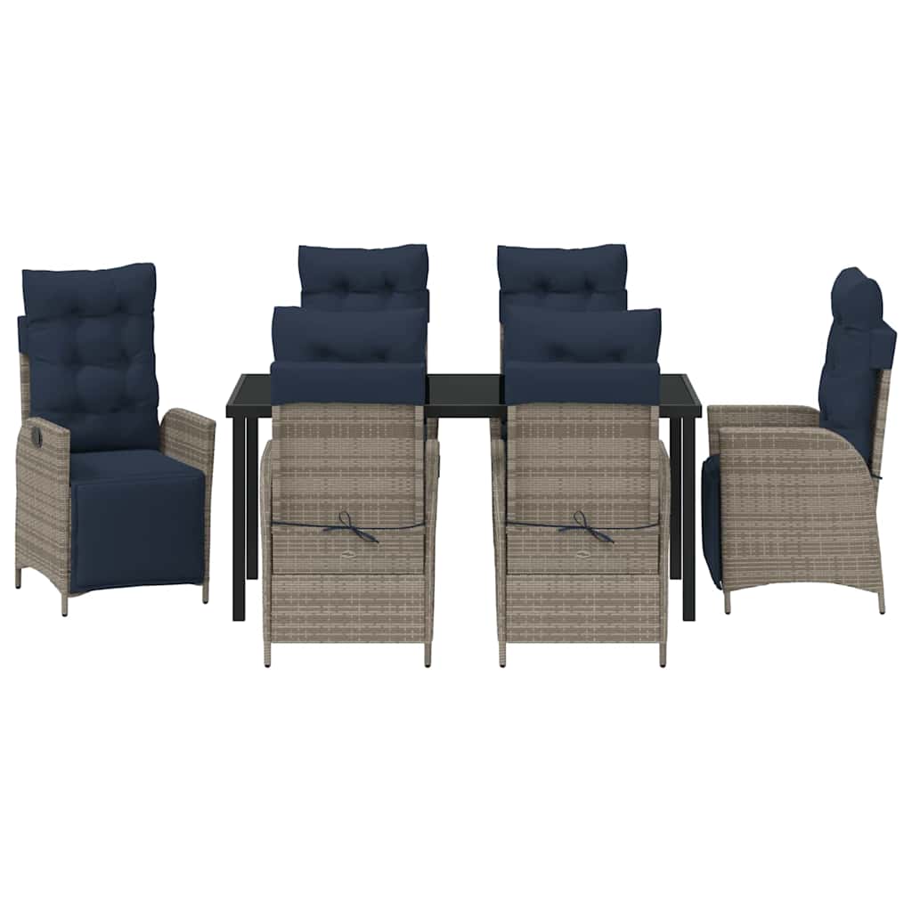 Tuin eettafelset met kussen 7 pcs Grijs en zwart Rattan is nu te koop bij PeponiXL, paradijselijk wonen!