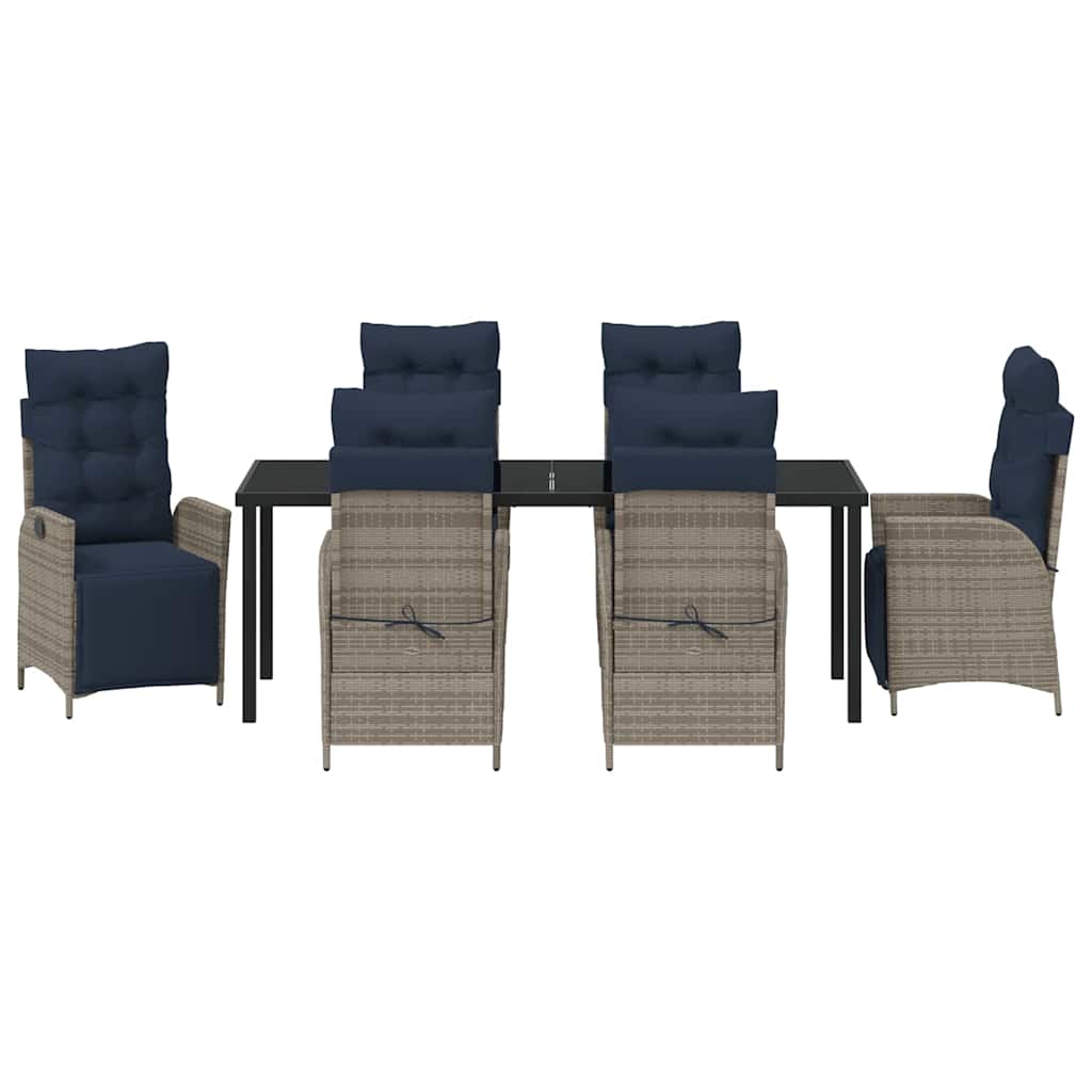 Tuin eettafelset met kussen 7 pcs Grijs en zwart Rattan is nu te koop bij PeponiXL, paradijselijk wonen!