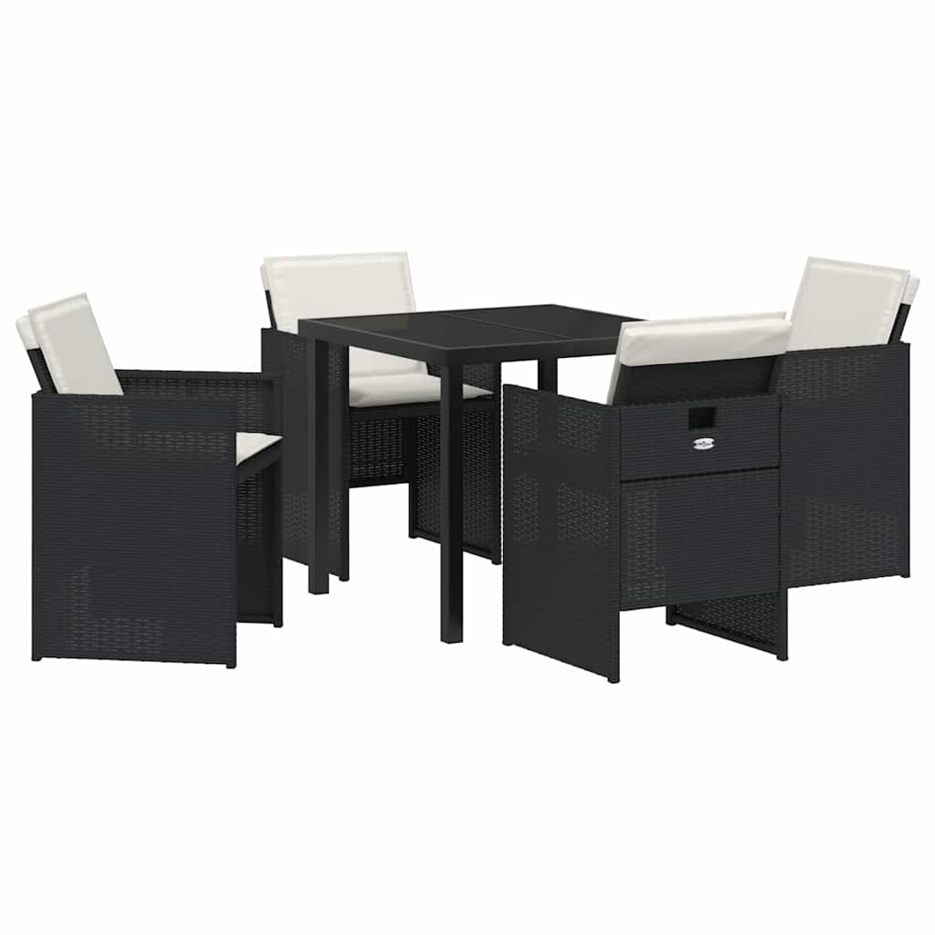 Tuin eettafelset 5 pcs Zwart poly rattan is nu te koop bij PeponiXL, paradijselijk wonen!