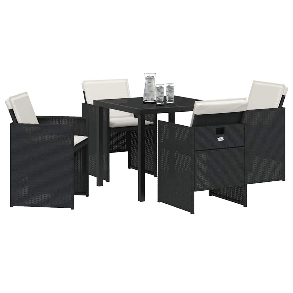 Tuin eettafelset 5 pcs Zwart poly rattan is nu te koop bij PeponiXL, paradijselijk wonen!