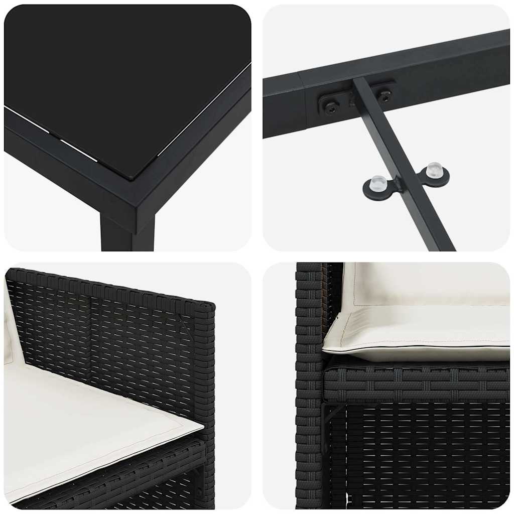 Tuin eettafelset 5 pcs Zwart poly rattan is nu te koop bij PeponiXL, paradijselijk wonen!