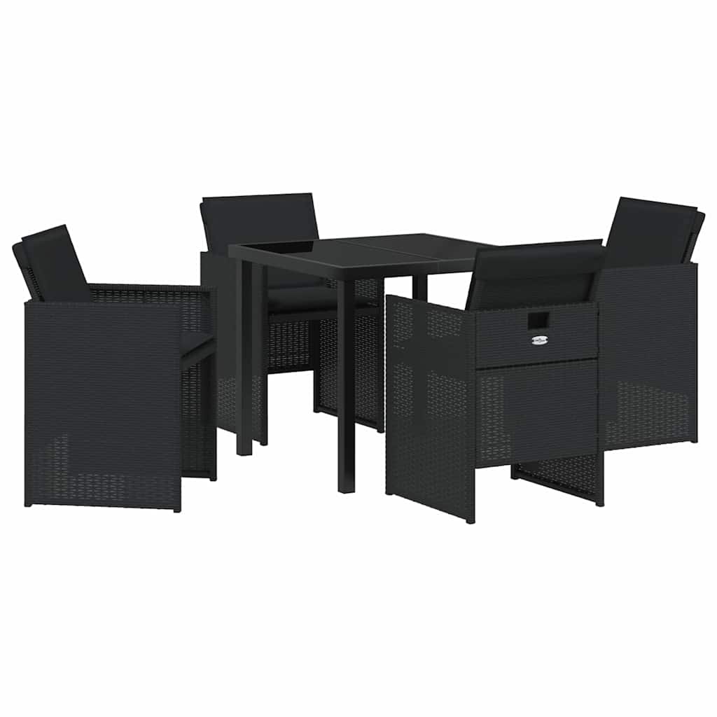 Tuin eettafelset 5 pcs Zwart poly rattan is nu te koop bij PeponiXL, paradijselijk wonen!