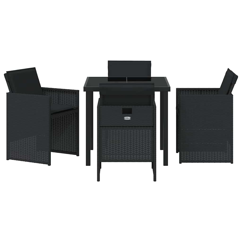 Tuin eettafelset 5 pcs Zwart poly rattan is nu te koop bij PeponiXL, paradijselijk wonen!