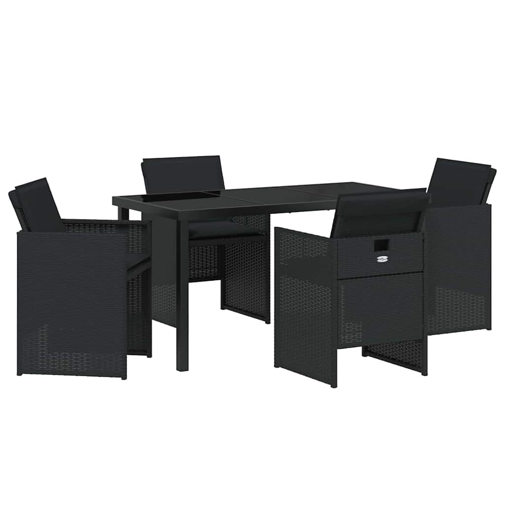 Tuin eettafelset 5 pcs Zwart poly rattan is nu te koop bij PeponiXL, paradijselijk wonen!