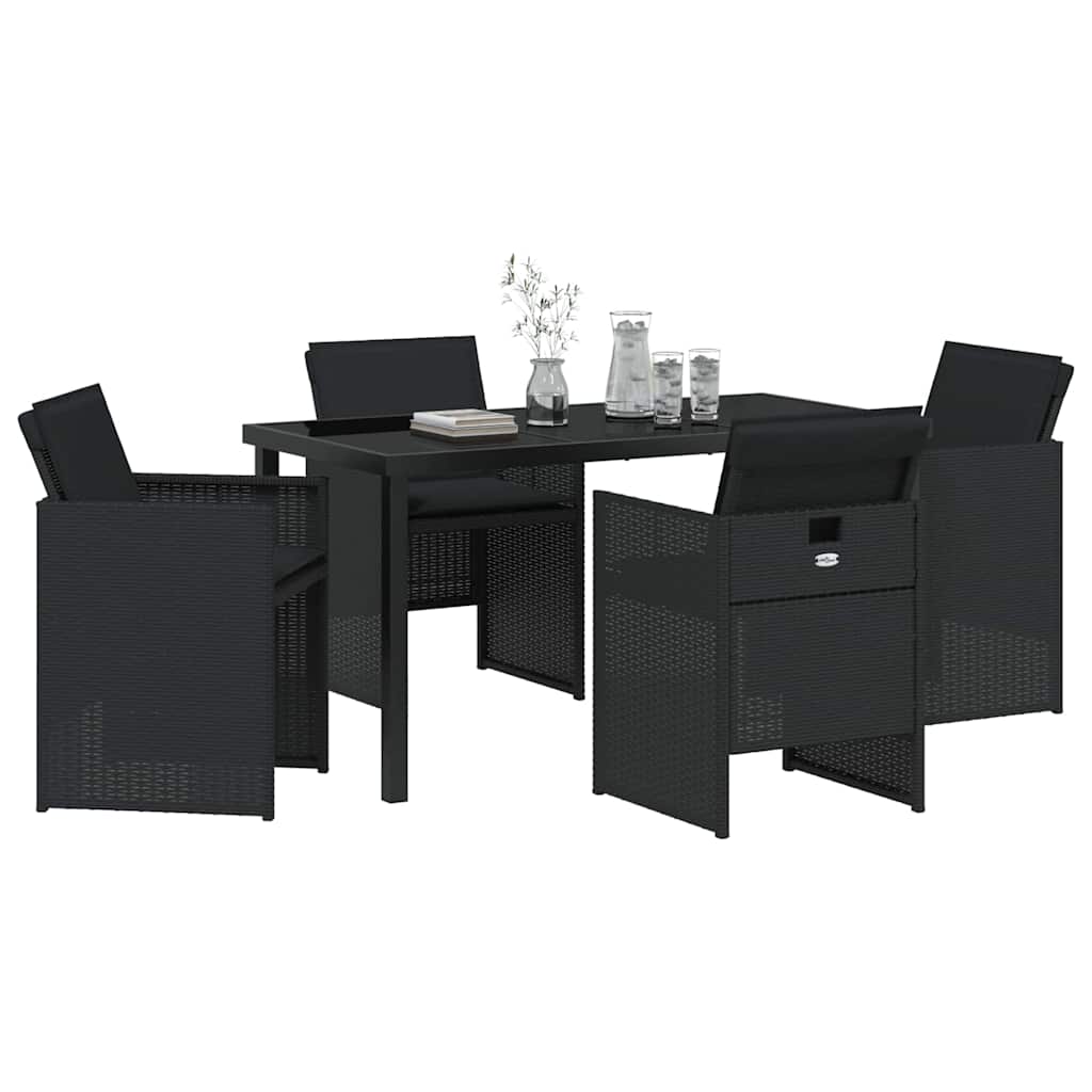 Tuin eettafelset 5 pcs Zwart poly rattan is nu te koop bij PeponiXL, paradijselijk wonen!