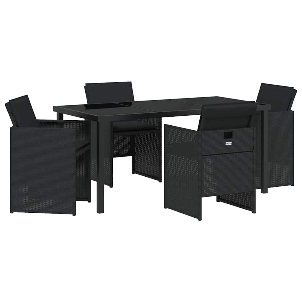 Tuin eettafelset 5 pcs Zwart poly rattan is nu te koop bij PeponiXL, paradijselijk wonen!