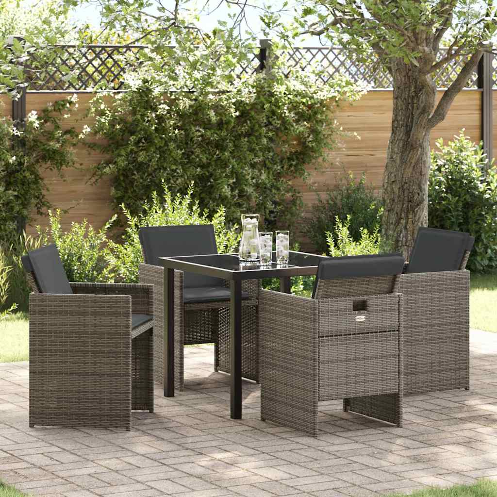 Tuin eettafelset 5 pcs Grijs poly rattan is nu te koop bij PeponiXL, paradijselijk wonen!