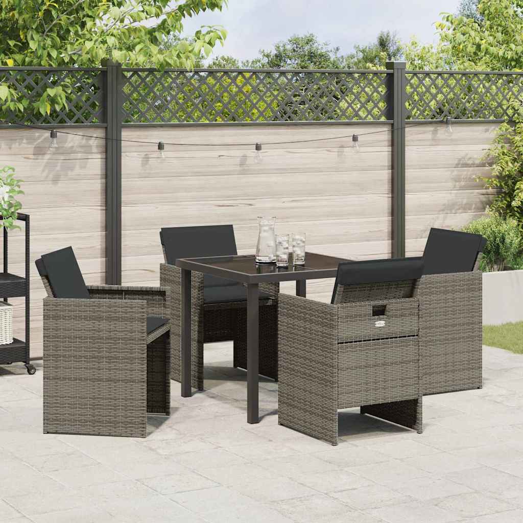 Tuin eettafelset 5 pcs Grijs poly rattan is nu te koop bij PeponiXL, paradijselijk wonen!
