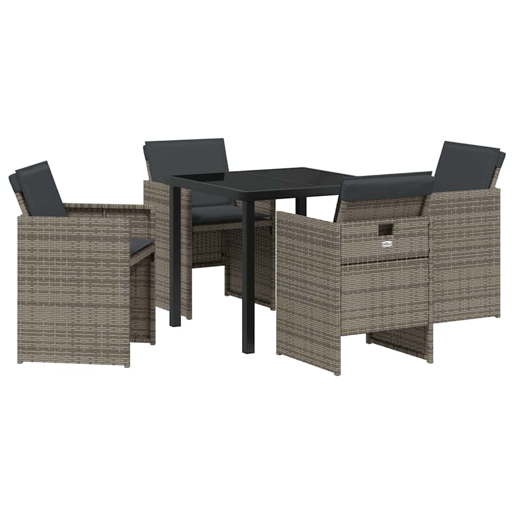 Tuin eettafelset 5 pcs Grijs poly rattan is nu te koop bij PeponiXL, paradijselijk wonen!