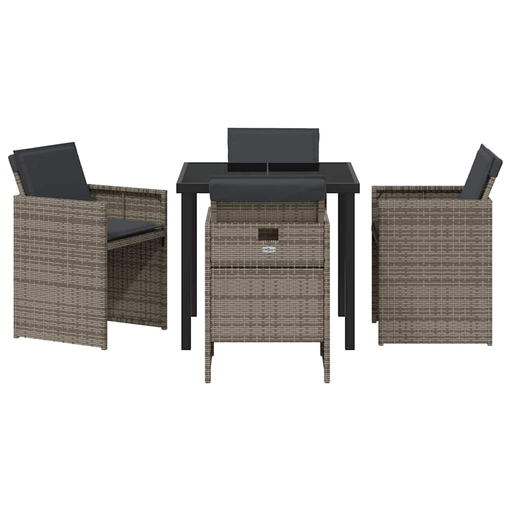 Tuin eettafelset 5 pcs Grijs poly rattan is nu te koop bij PeponiXL, paradijselijk wonen!