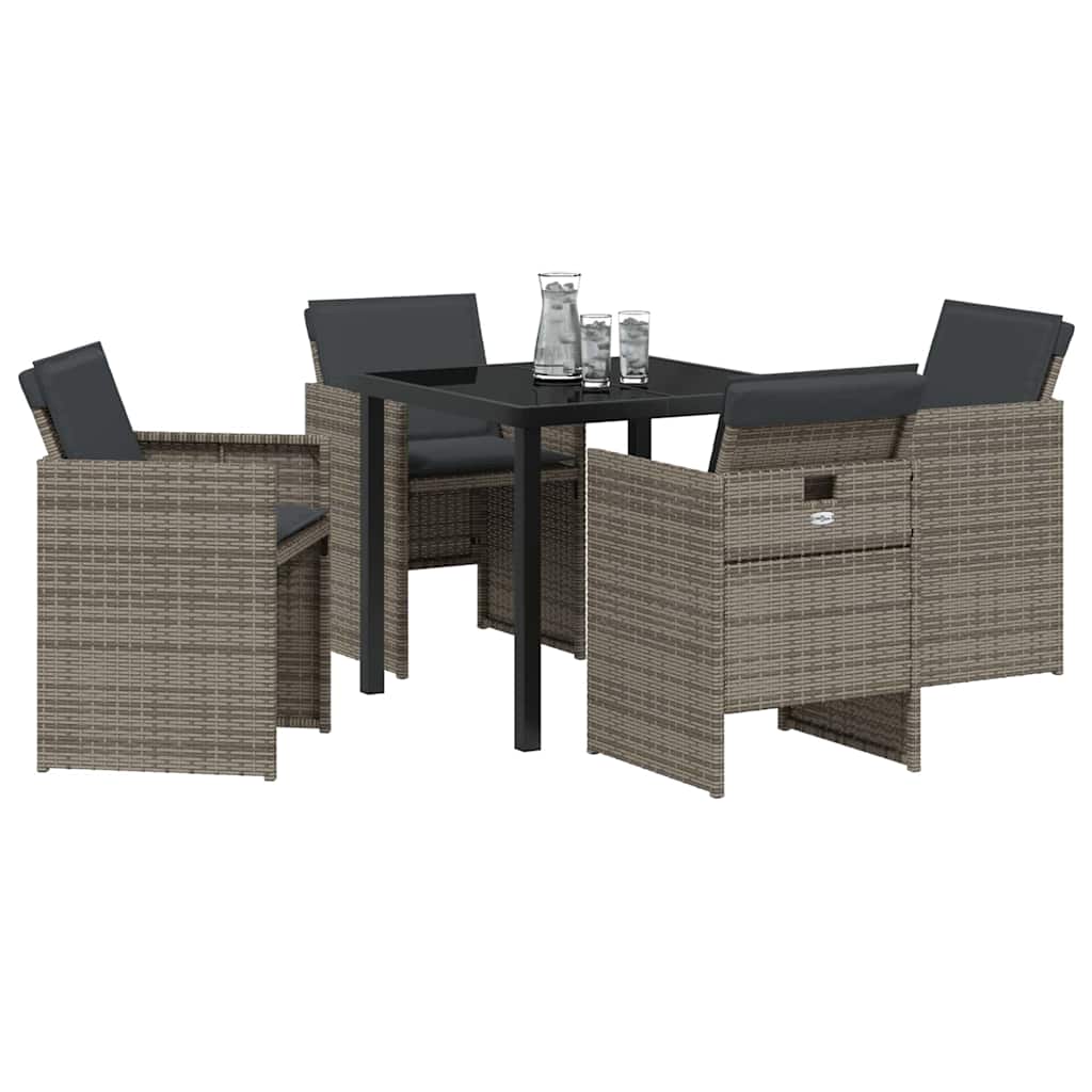 Tuin eettafelset 5 pcs Grijs poly rattan is nu te koop bij PeponiXL, paradijselijk wonen!