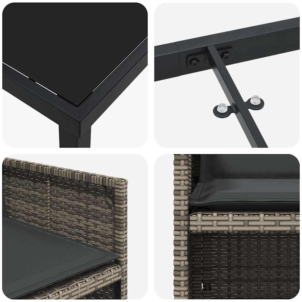 Tuin eettafelset 5 pcs Grijs poly rattan is nu te koop bij PeponiXL, paradijselijk wonen!