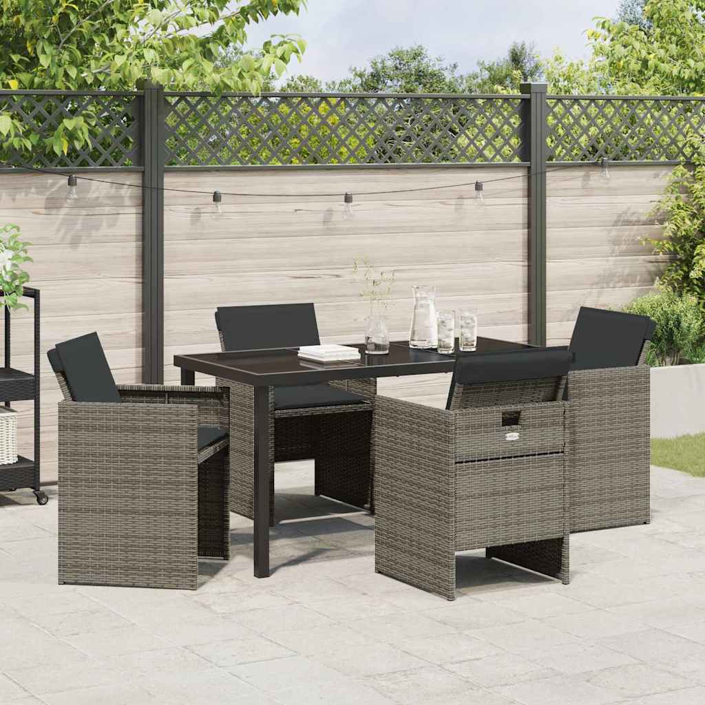 Tuin eettafelset 5 pcs Grijs poly rattan is nu te koop bij PeponiXL, paradijselijk wonen!