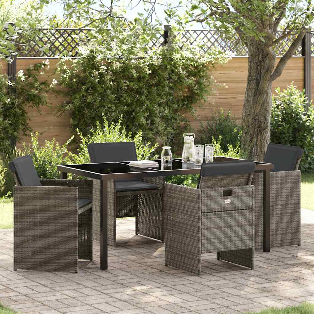 Tuin eettafelset 5 pcs Grijs poly rattan is nu te koop bij PeponiXL, paradijselijk wonen!