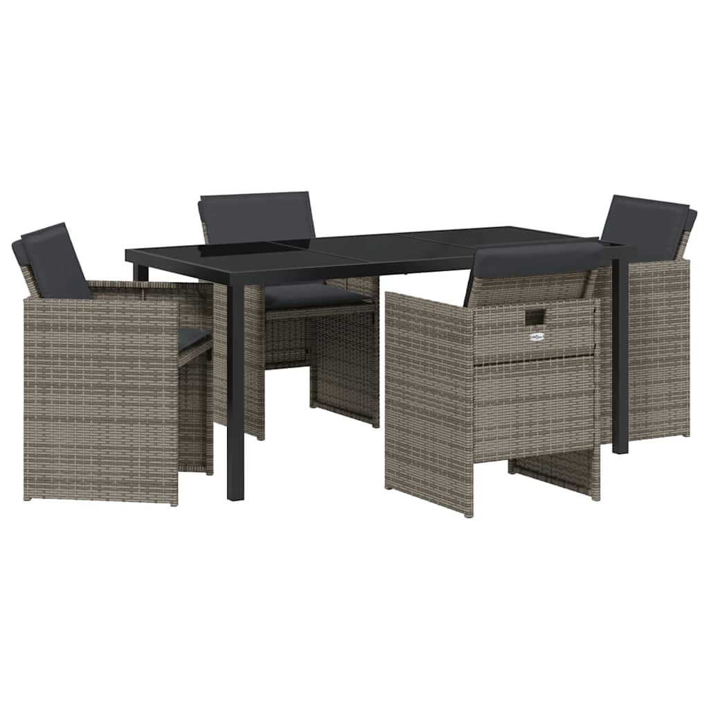 Tuin eettafelset 5 pcs Grijs poly rattan is nu te koop bij PeponiXL, paradijselijk wonen!