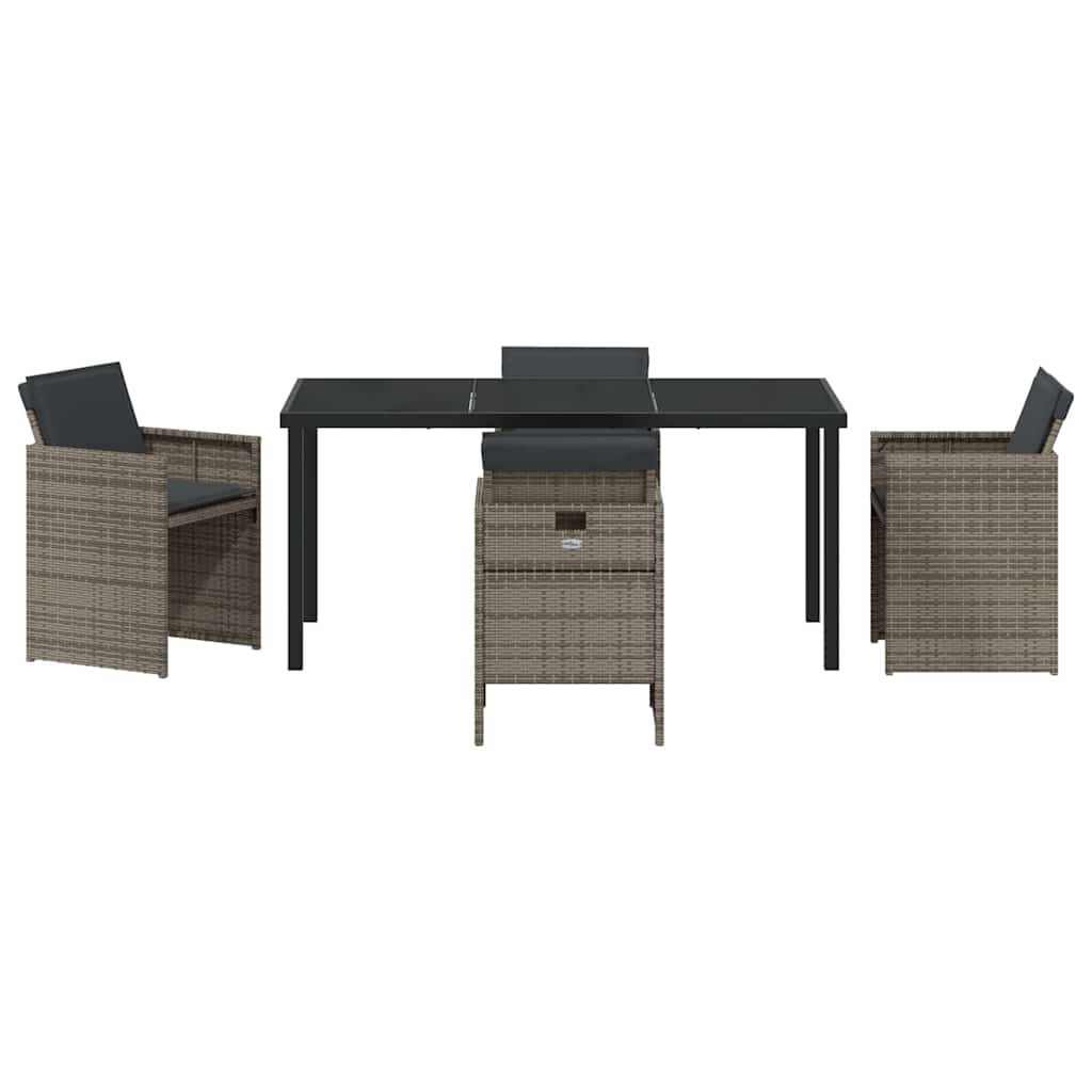Tuin eettafelset 5 pcs Grijs poly rattan is nu te koop bij PeponiXL, paradijselijk wonen!