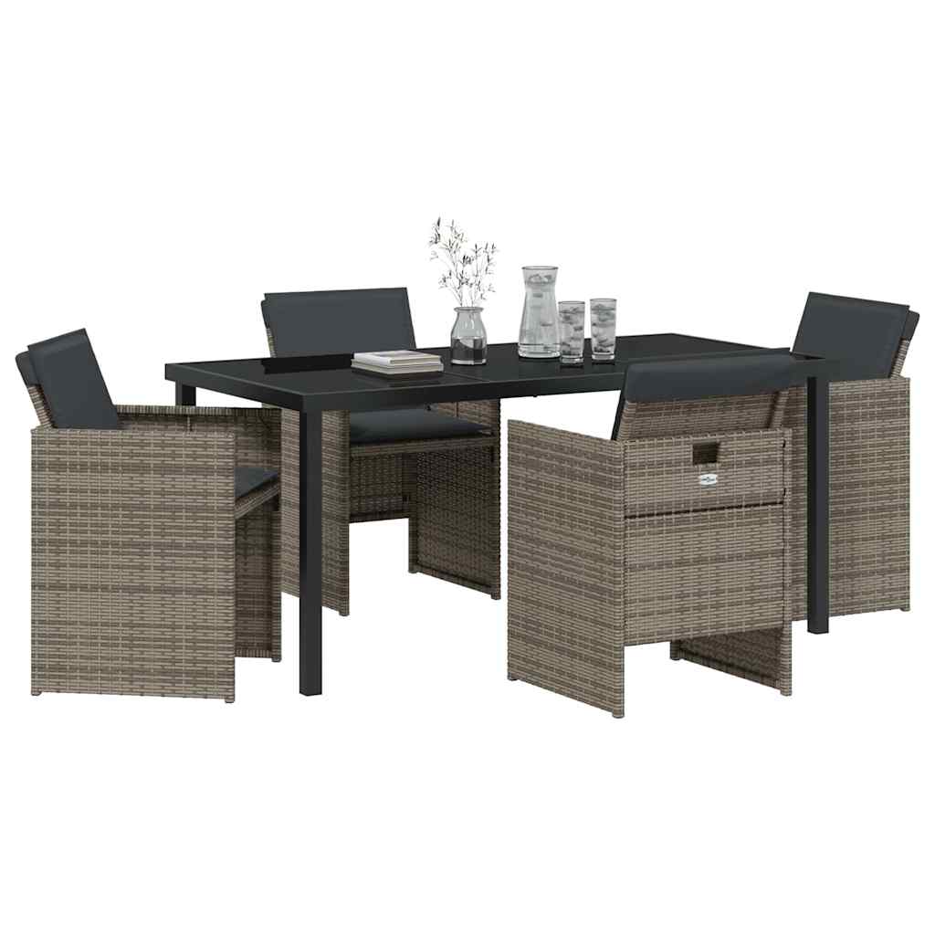 Tuin eettafelset 5 pcs Grijs poly rattan is nu te koop bij PeponiXL, paradijselijk wonen!