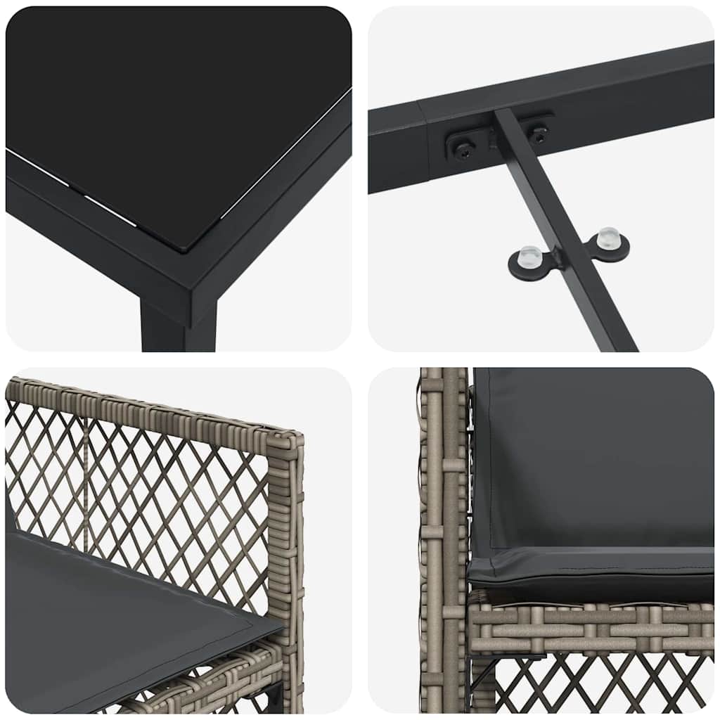 Tuin eettafelset 9 pcs Grijs poly rattan is nu te koop bij PeponiXL, paradijselijk wonen!
