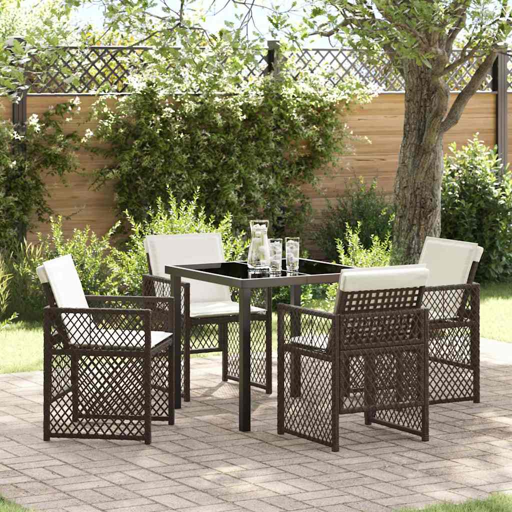 Tuin eettafelset 5 pcs Bruin poly rattan is nu te koop bij PeponiXL, paradijselijk wonen!