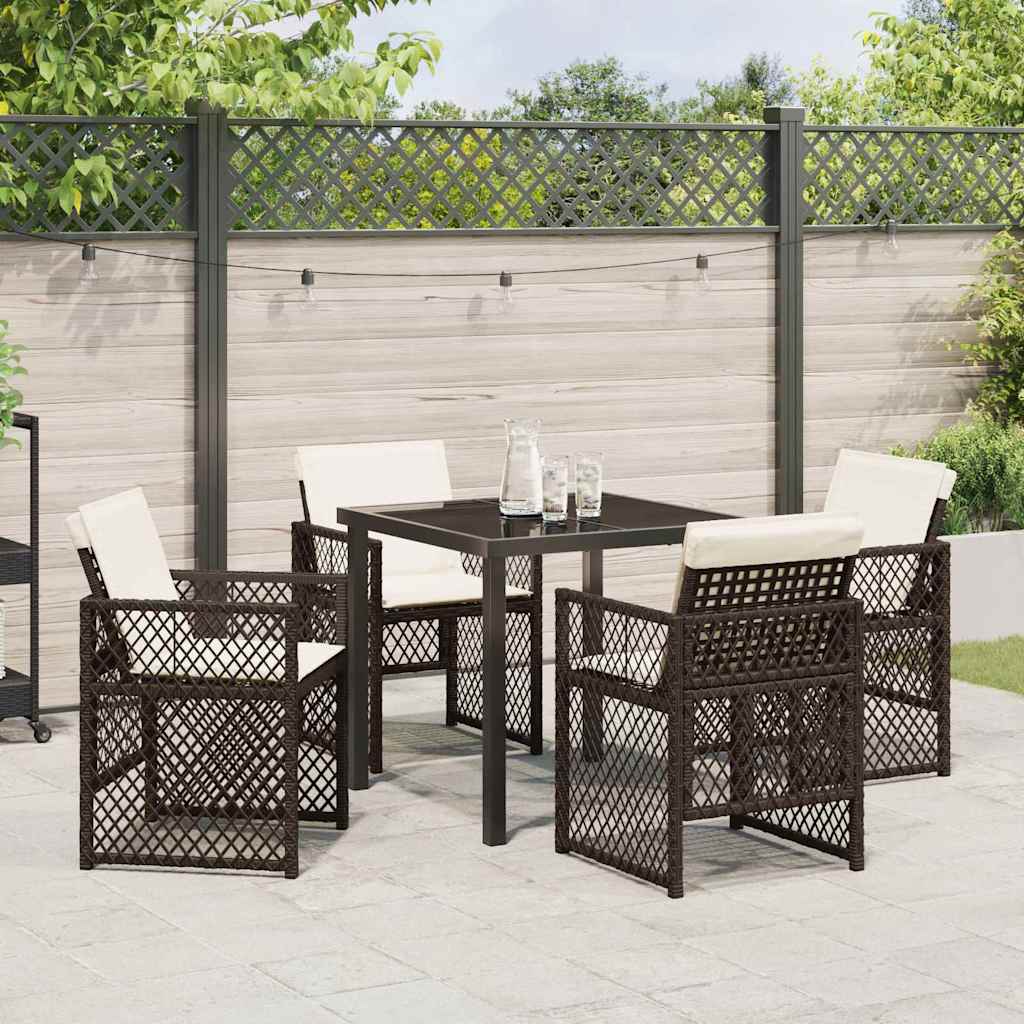 Tuin eettafelset 5 pcs Bruin poly rattan is nu te koop bij PeponiXL, paradijselijk wonen!