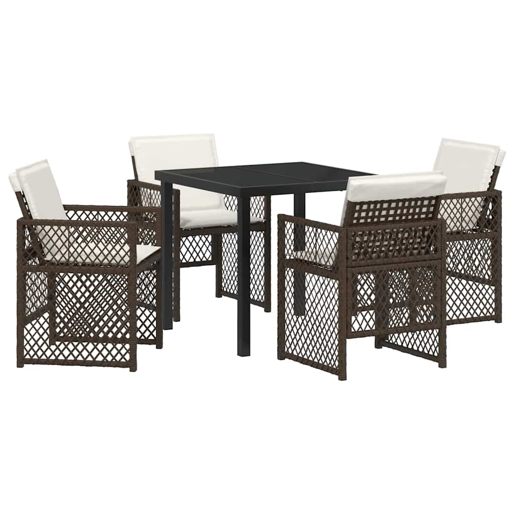 Tuin eettafelset 5 pcs Bruin poly rattan is nu te koop bij PeponiXL, paradijselijk wonen!