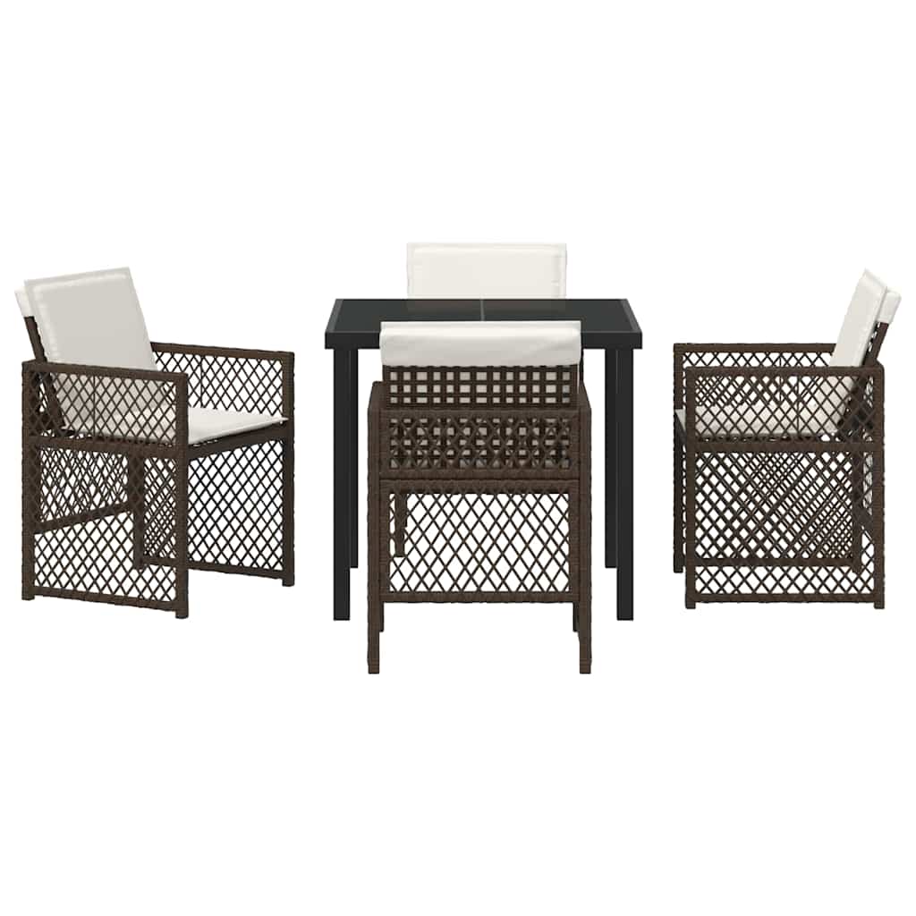 Tuin eettafelset 5 pcs Bruin poly rattan is nu te koop bij PeponiXL, paradijselijk wonen!