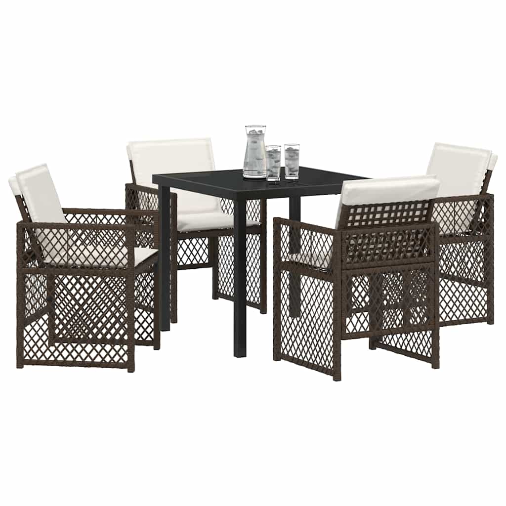 Tuin eettafelset 5 pcs Bruin poly rattan is nu te koop bij PeponiXL, paradijselijk wonen!