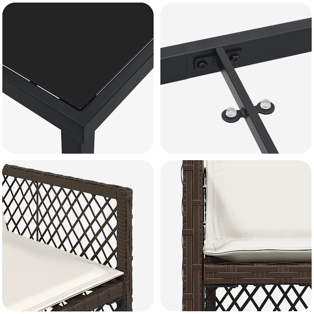 Tuin eettafelset 5 pcs Bruin poly rattan is nu te koop bij PeponiXL, paradijselijk wonen!