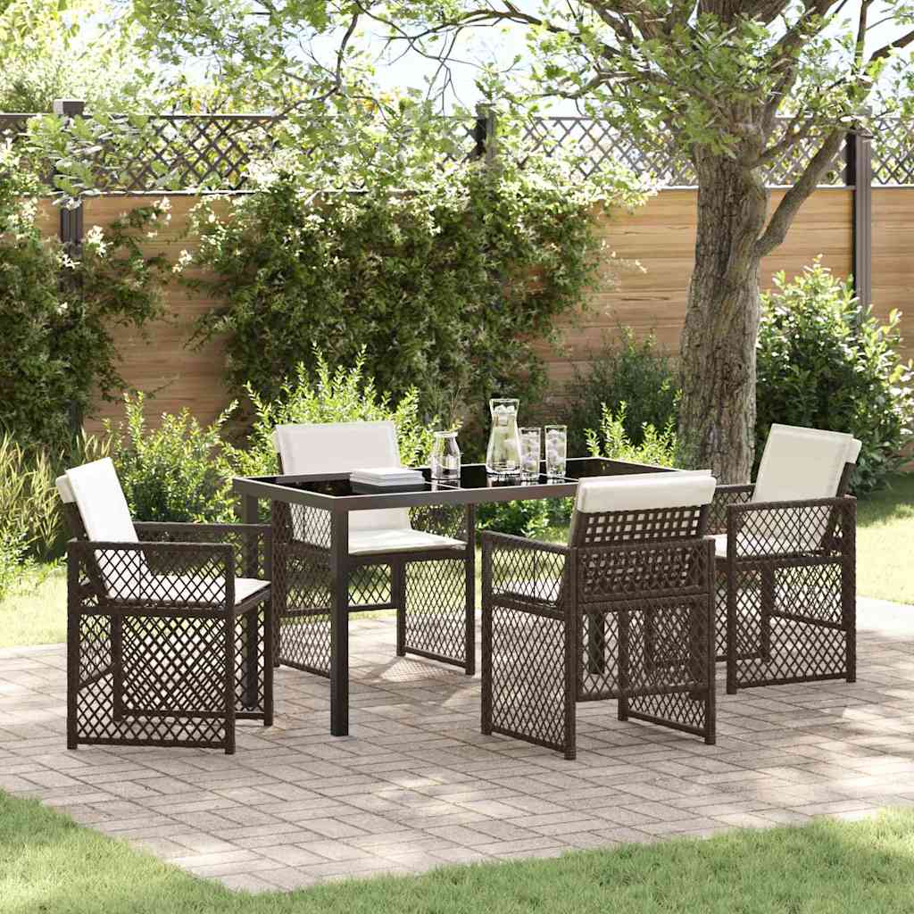 Tuin eettafelset 5 pcs Bruin poly rattan is nu te koop bij PeponiXL, paradijselijk wonen!