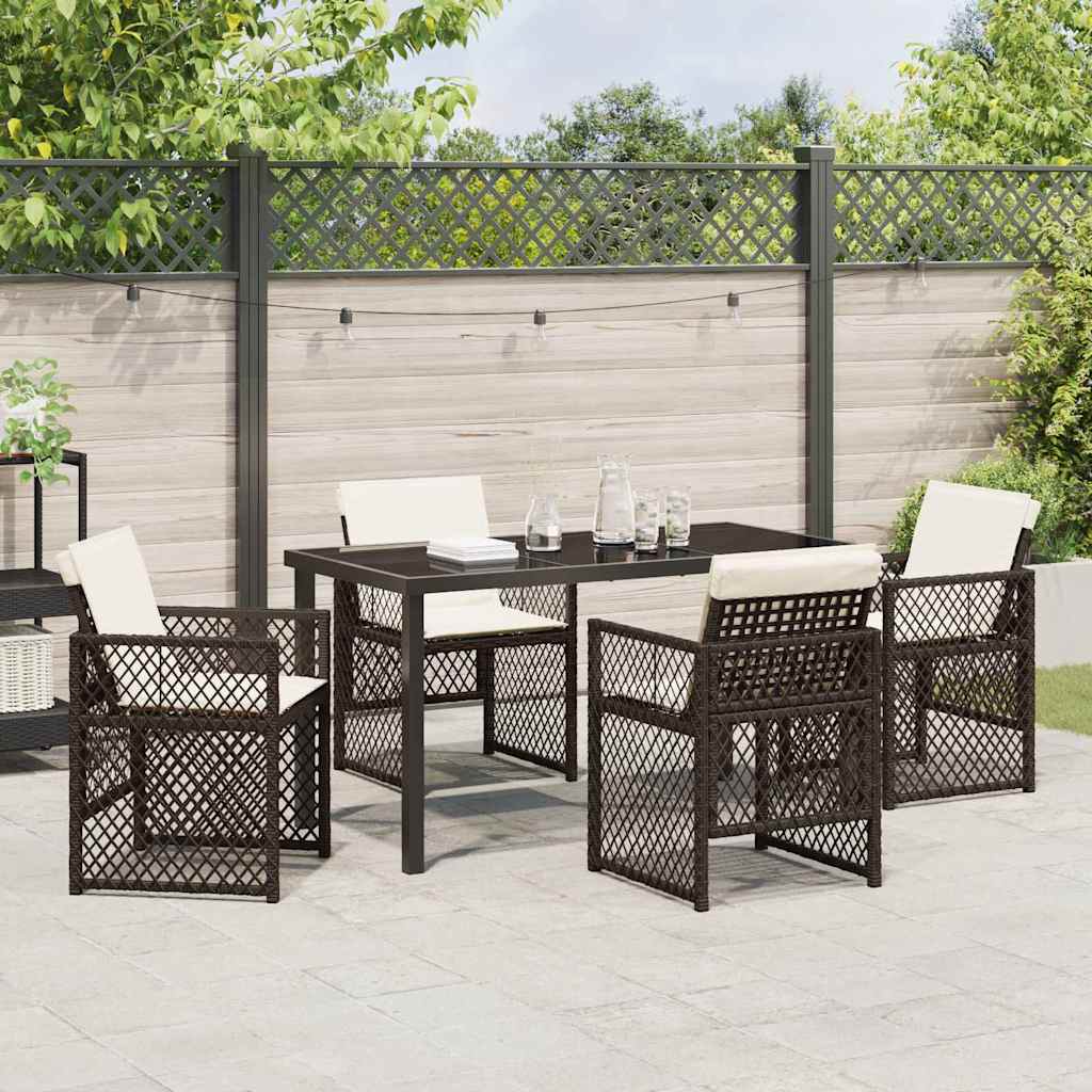 Tuin eettafelset 5 pcs Bruin poly rattan is nu te koop bij PeponiXL, paradijselijk wonen!