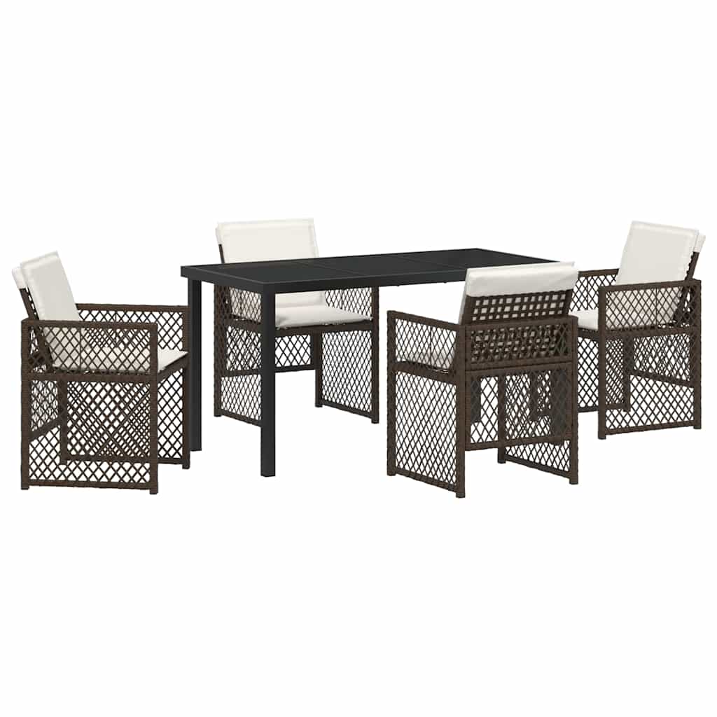 Tuin eettafelset 5 pcs Bruin poly rattan is nu te koop bij PeponiXL, paradijselijk wonen!