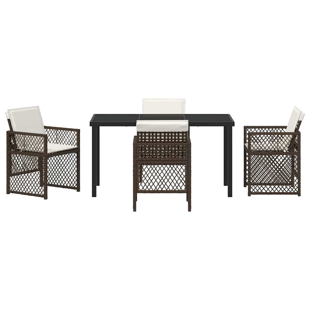 Tuin eettafelset 5 pcs Bruin poly rattan is nu te koop bij PeponiXL, paradijselijk wonen!