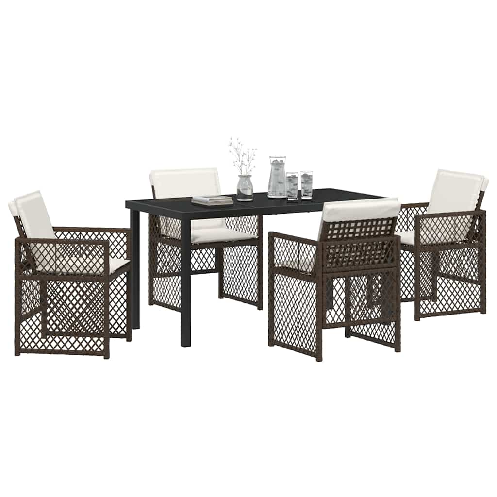 Tuin eettafelset 5 pcs Bruin poly rattan is nu te koop bij PeponiXL, paradijselijk wonen!