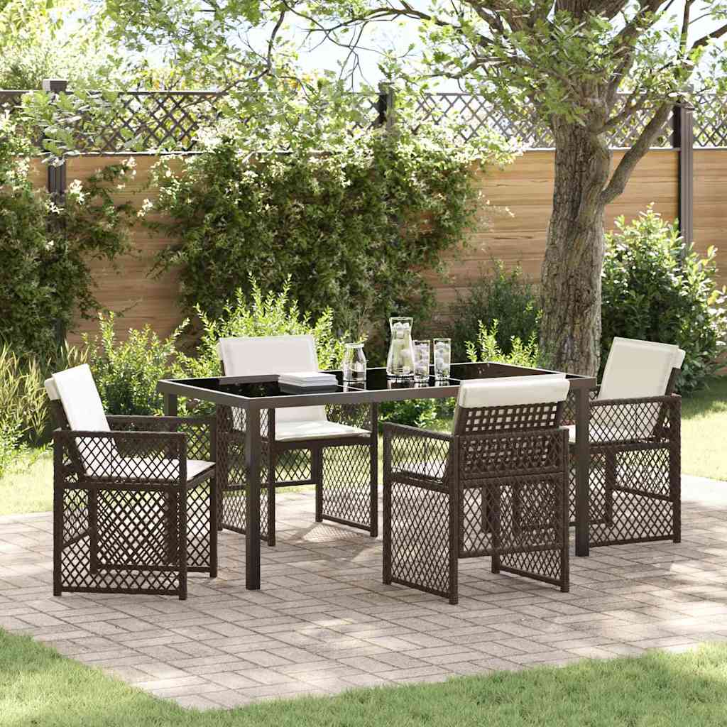 Tuin eettafelset 5 pcs Bruin poly rattan is nu te koop bij PeponiXL, paradijselijk wonen!
