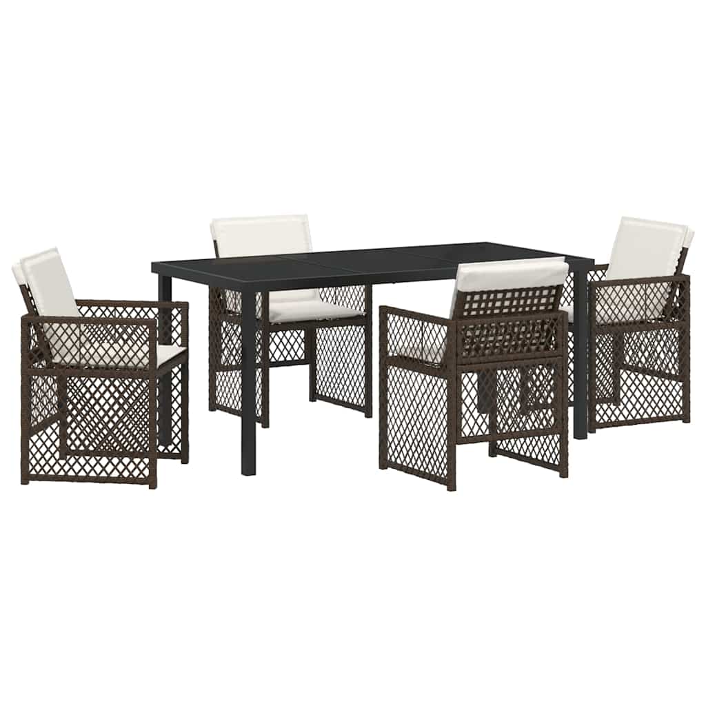 Tuin eettafelset 5 pcs Bruin poly rattan is nu te koop bij PeponiXL, paradijselijk wonen!