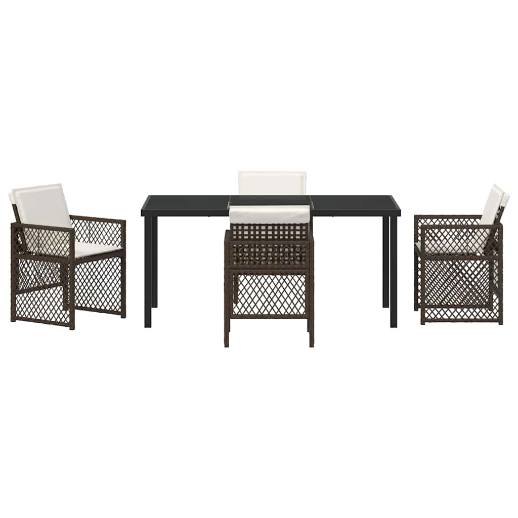 Tuin eettafelset 5 pcs Bruin poly rattan is nu te koop bij PeponiXL, paradijselijk wonen!