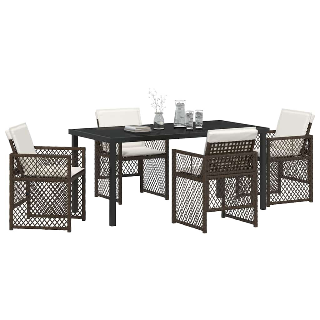 Tuin eettafelset 5 pcs Bruin poly rattan is nu te koop bij PeponiXL, paradijselijk wonen!