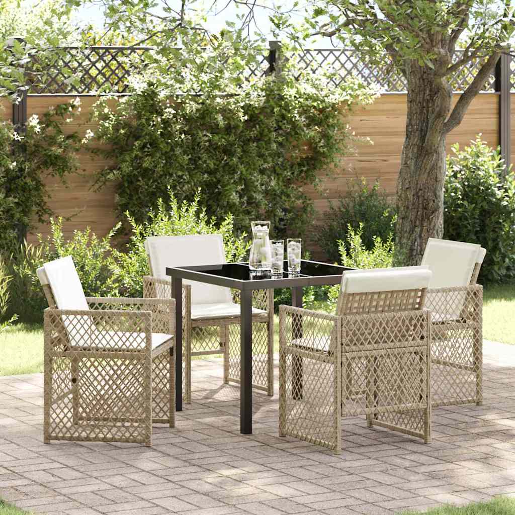 Tuin eettafelset 5 pcs Beige poly rattan is nu te koop bij PeponiXL, paradijselijk wonen!