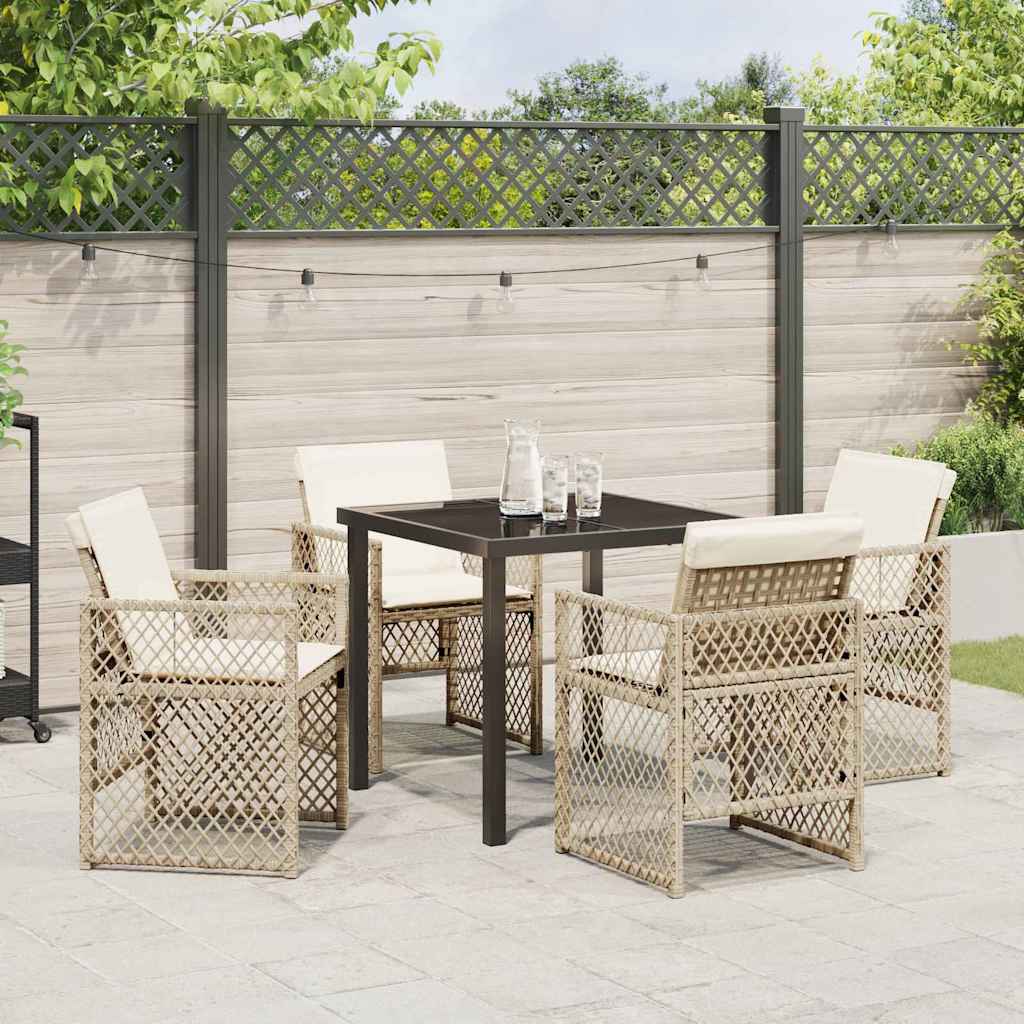 Tuin eettafelset 5 pcs Beige poly rattan is nu te koop bij PeponiXL, paradijselijk wonen!
