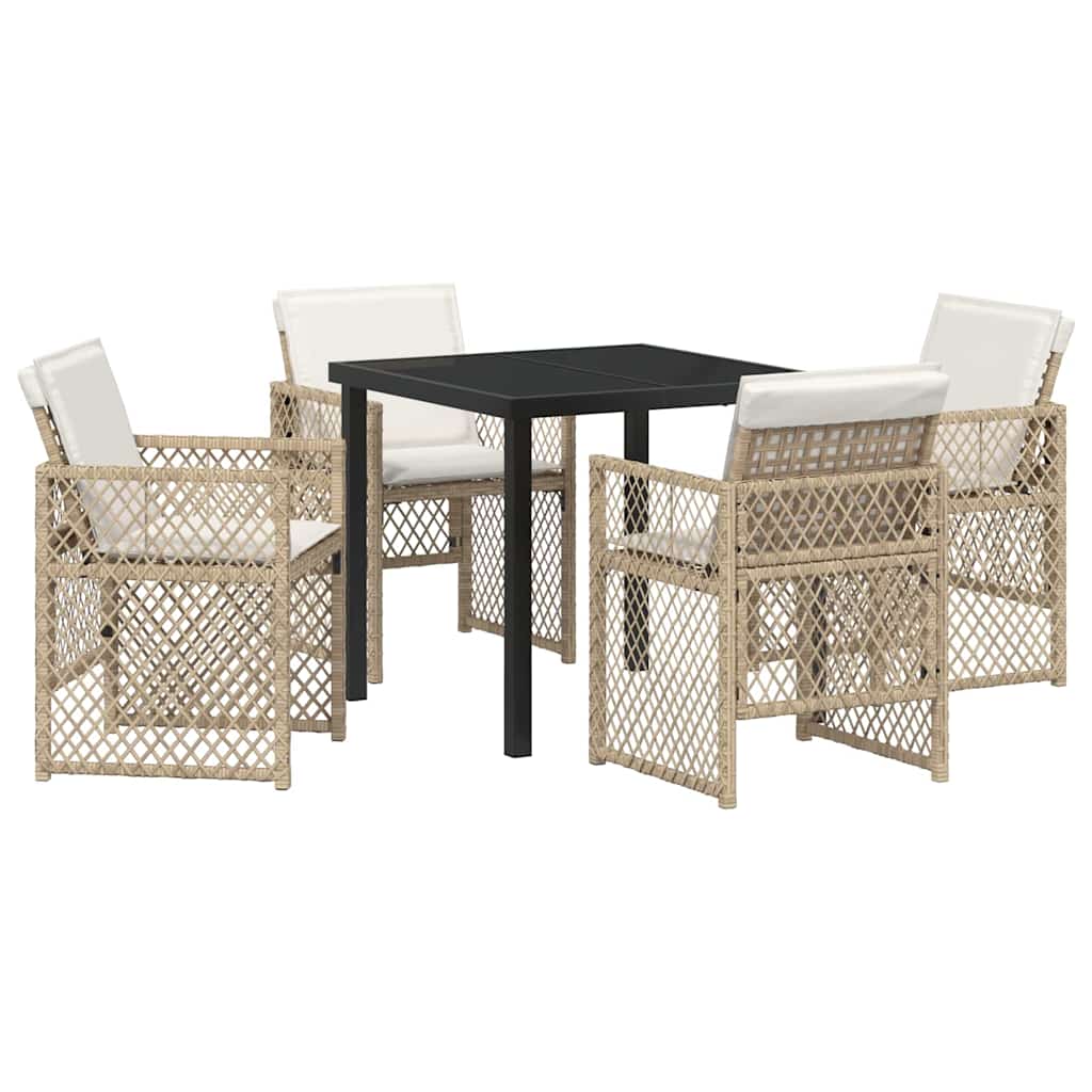 Tuin eettafelset 5 pcs Beige poly rattan is nu te koop bij PeponiXL, paradijselijk wonen!