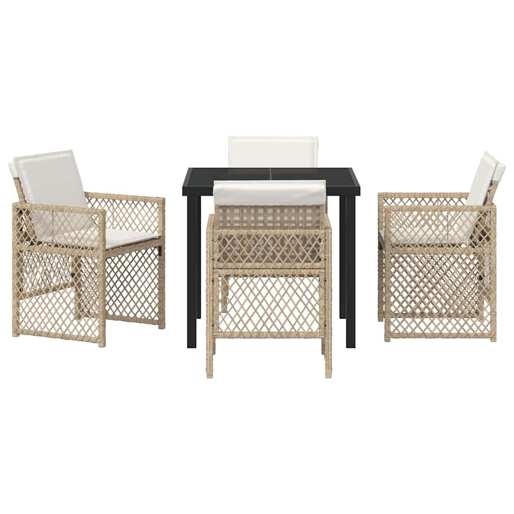 Tuin eettafelset 5 pcs Beige poly rattan is nu te koop bij PeponiXL, paradijselijk wonen!