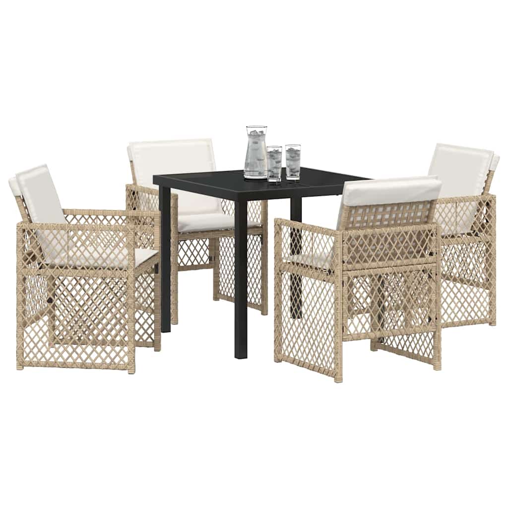 Tuin eettafelset 5 pcs Beige poly rattan is nu te koop bij PeponiXL, paradijselijk wonen!