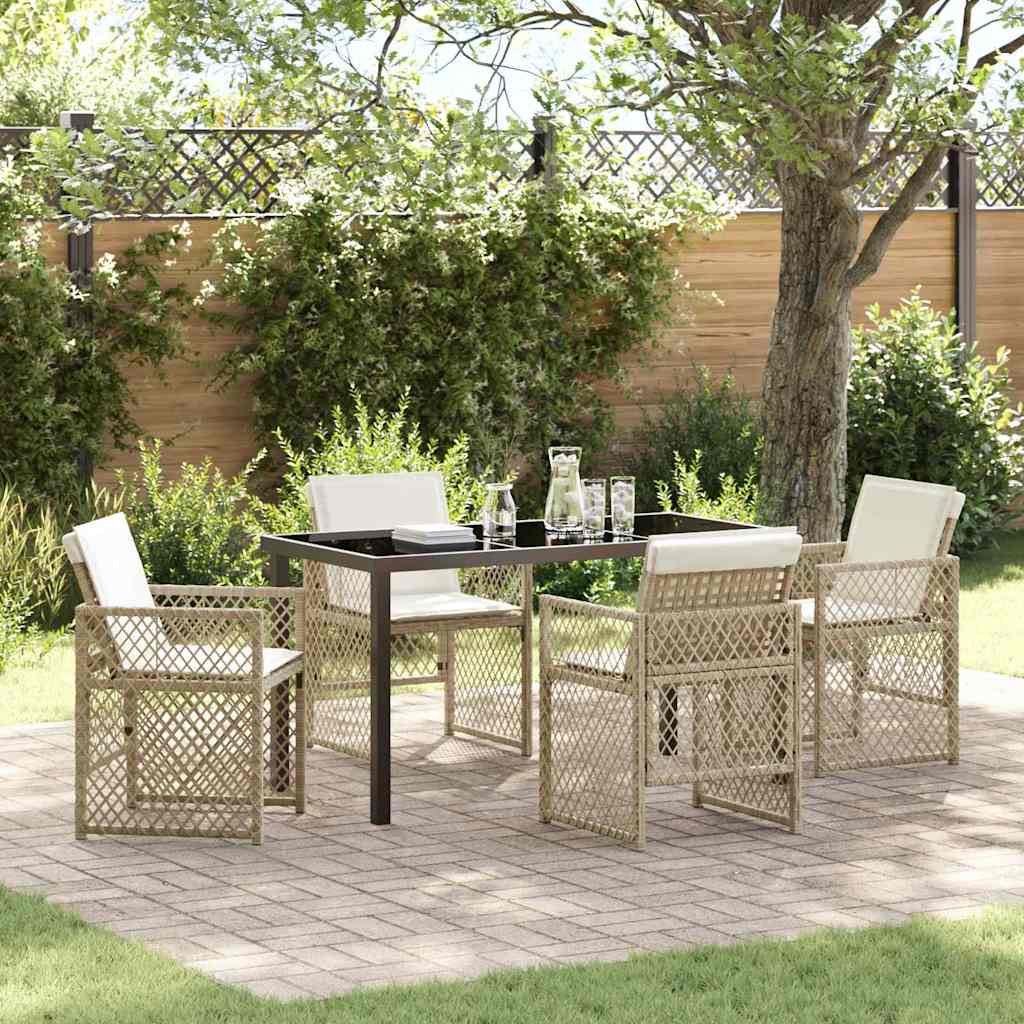 Tuin eettafelset 5 pcs Beige poly rattan is nu te koop bij PeponiXL, paradijselijk wonen!