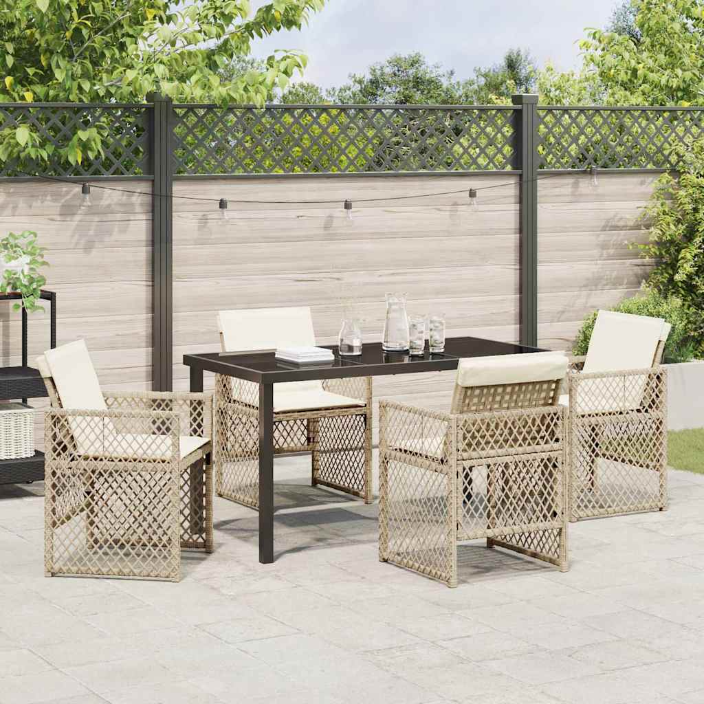 Tuin eettafelset 5 pcs Beige poly rattan is nu te koop bij PeponiXL, paradijselijk wonen!
