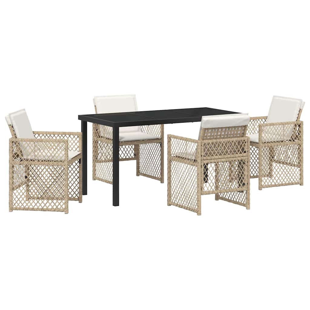 Tuin eettafelset 5 pcs Beige poly rattan is nu te koop bij PeponiXL, paradijselijk wonen!