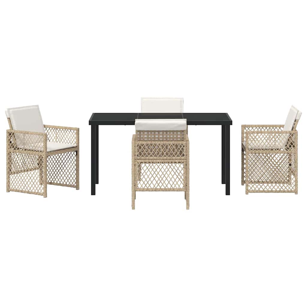 Tuin eettafelset 5 pcs Beige poly rattan is nu te koop bij PeponiXL, paradijselijk wonen!