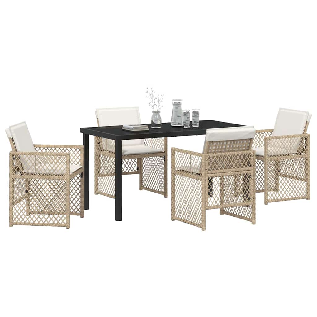 Tuin eettafelset 5 pcs Beige poly rattan is nu te koop bij PeponiXL, paradijselijk wonen!