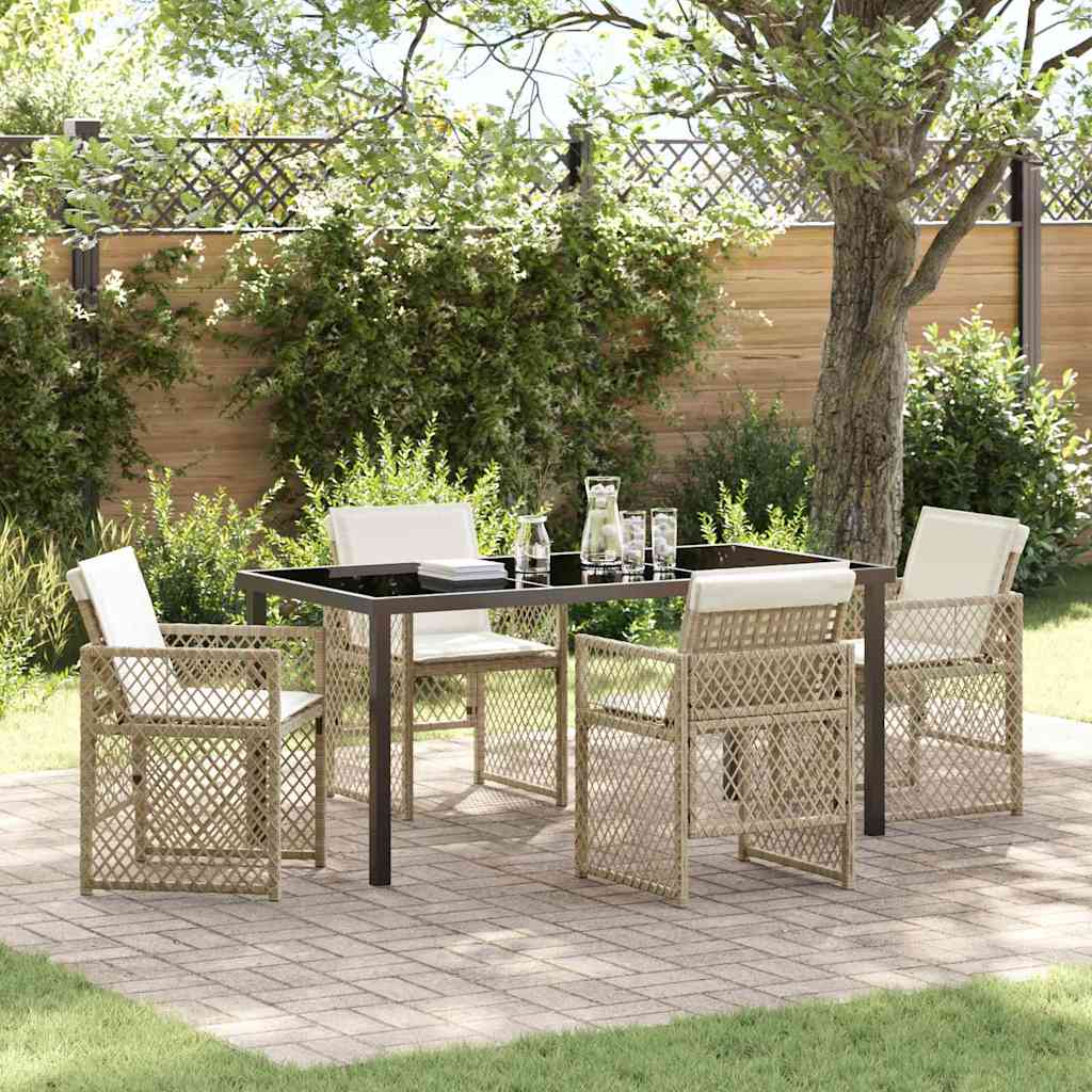 Tuin eettafelset 5 pcs Beige poly rattan is nu te koop bij PeponiXL, paradijselijk wonen!